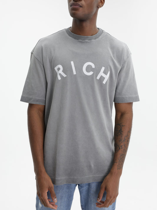 John Richmond T-Shirt White Logo Print Grey