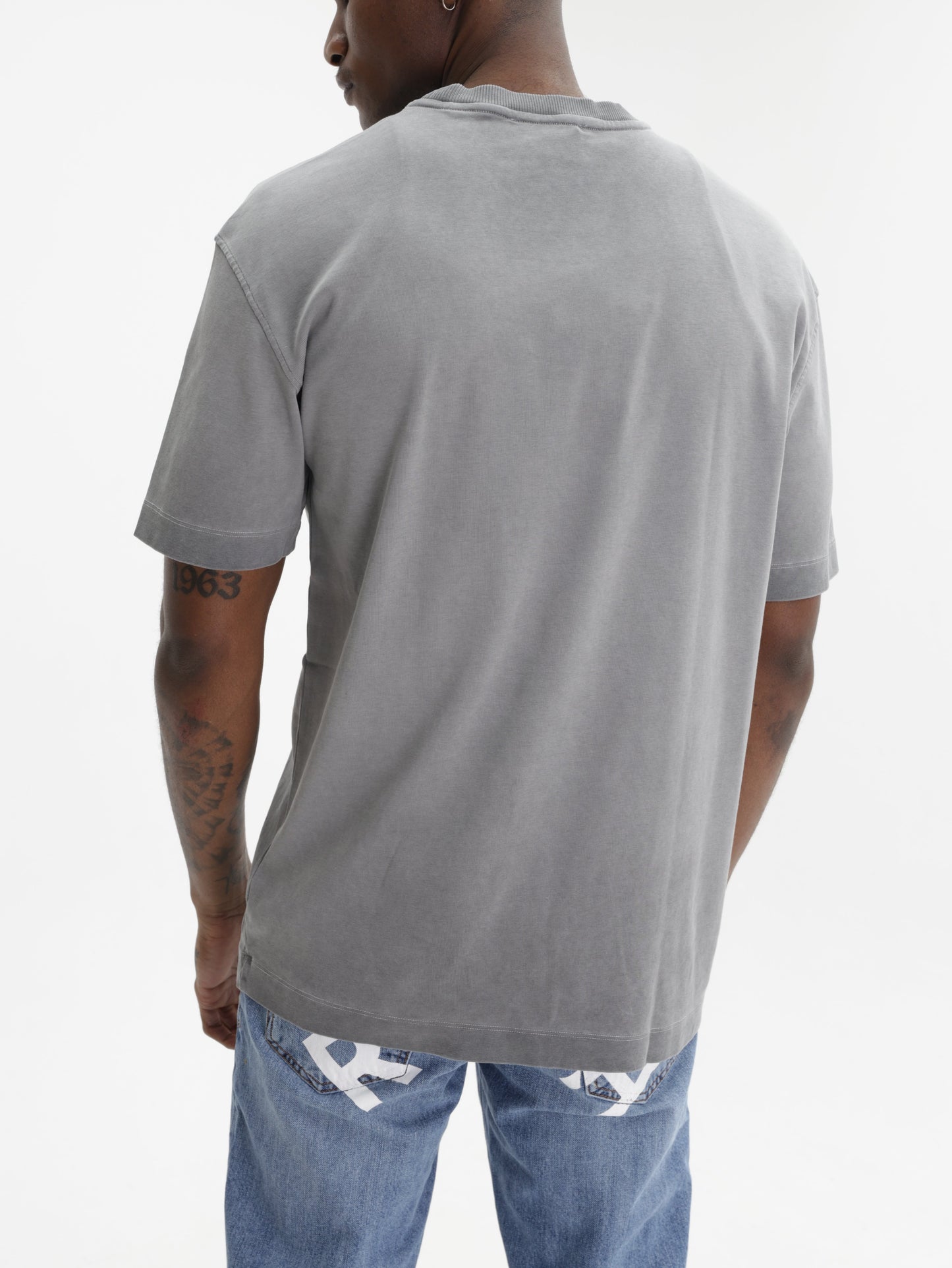 John Richmond T-Shirt White Logo Print Grey