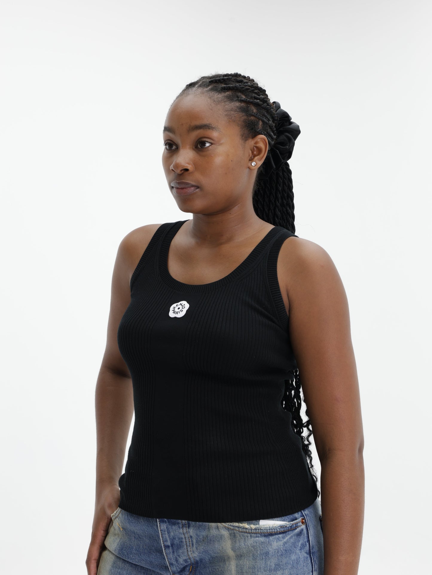 Kenzo Rib Tank Top Bf 2.0 Embroidered Black