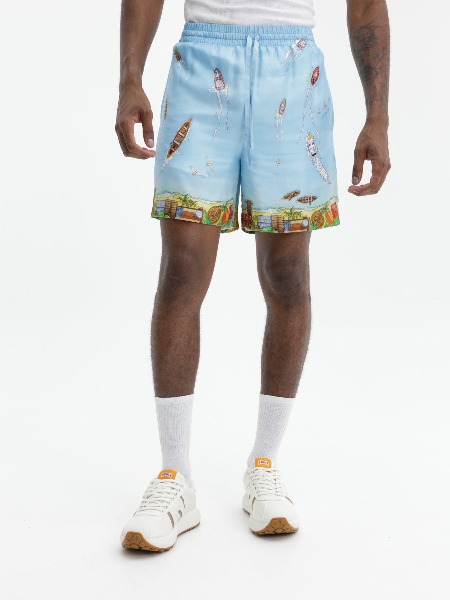 Casablanca Shorts Silk Maison Sur Piloti Blue