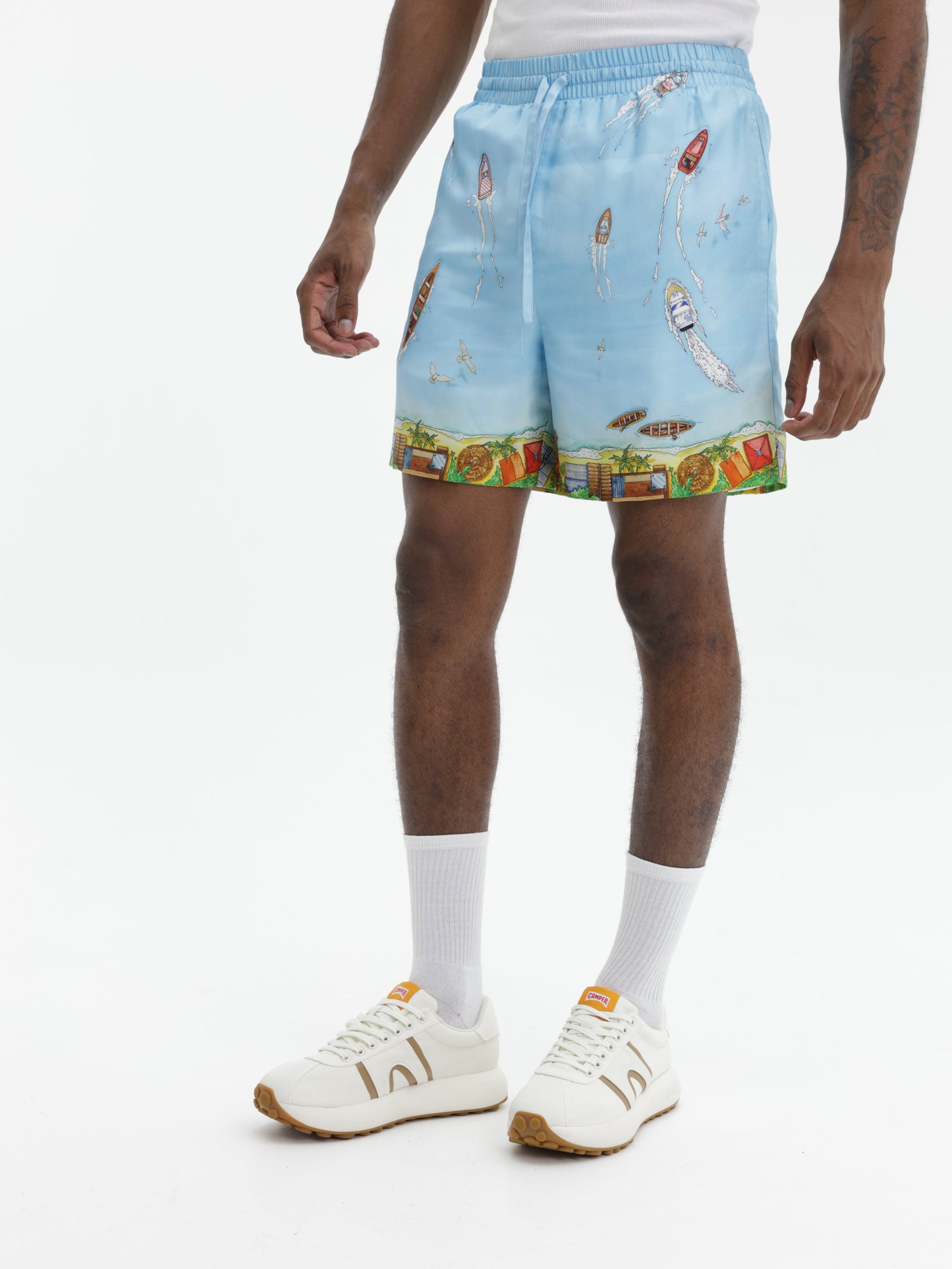 Casablanca Shorts Silk Maison Sur Piloti Blue