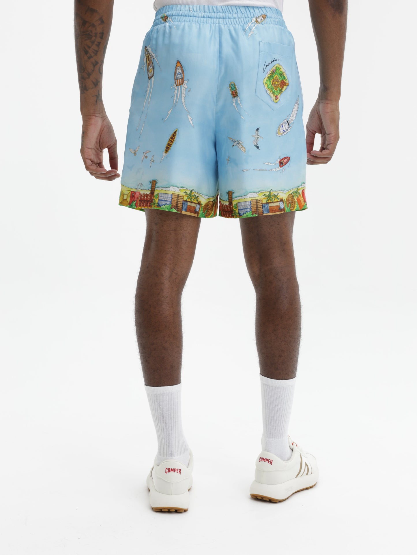 Casablanca Shorts Silk Maison Sur Piloti Blue