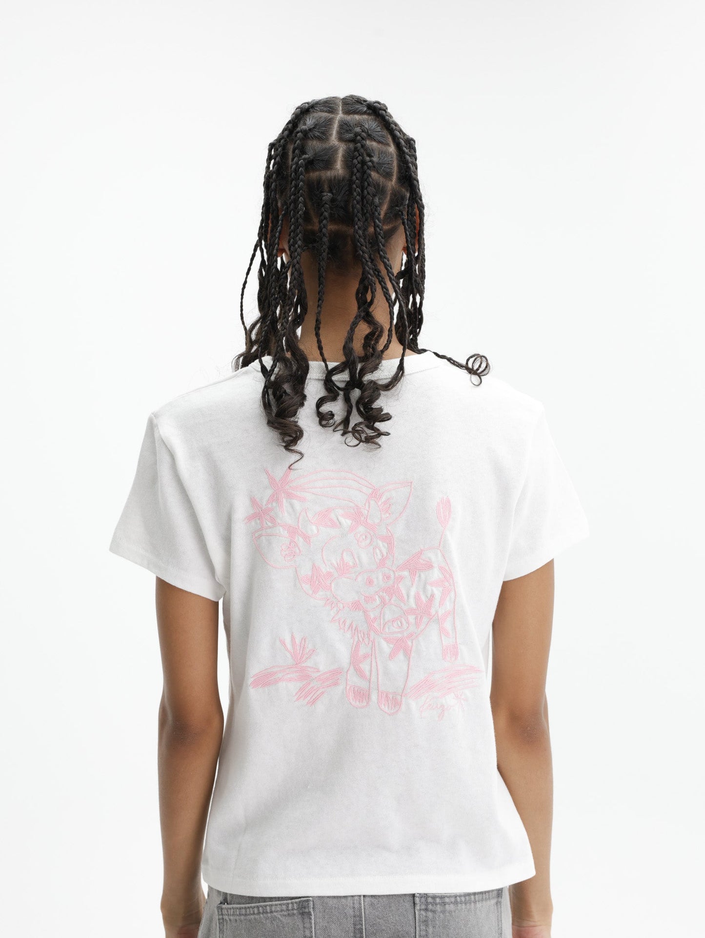 Kenzo T-Shirt Cartoon Embroidered Off White