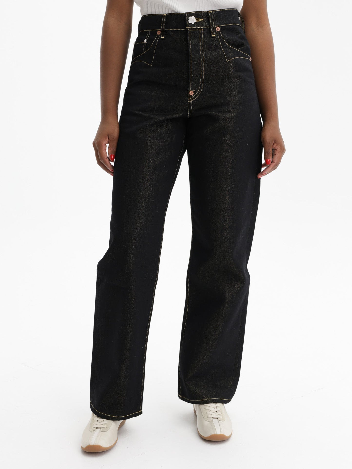 Kenzo Jeans Low Waist Boyfriend Lurex Black