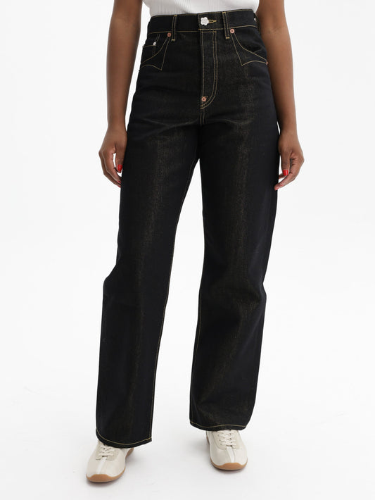 Kenzo Jeans Low Waist Boyfriend Lurex Black