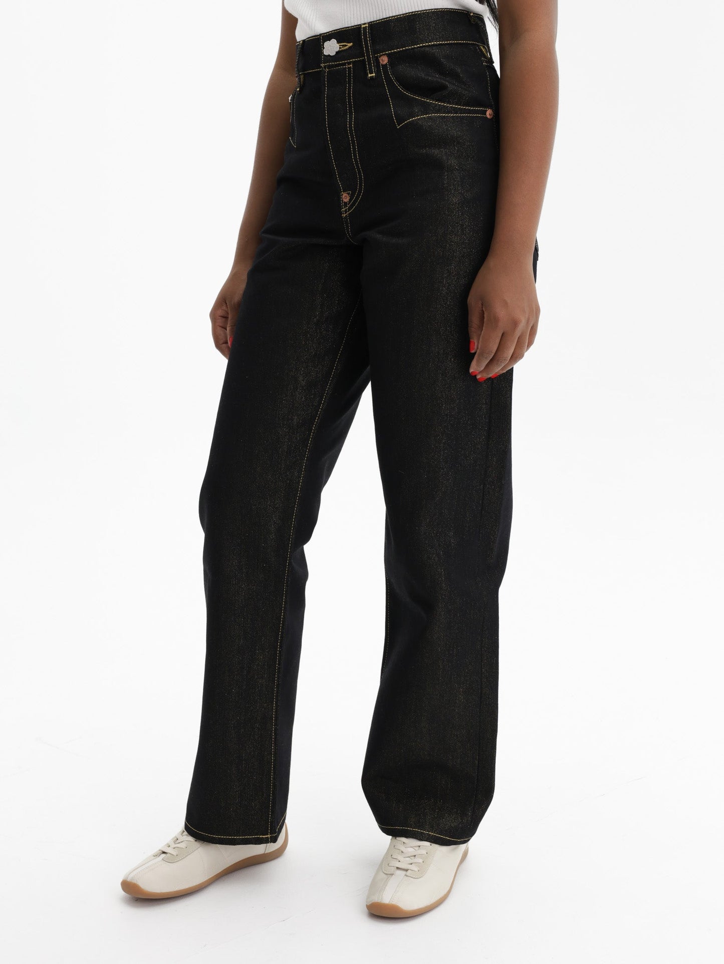 Kenzo Jeans Low Waist Boyfriend Lurex Black