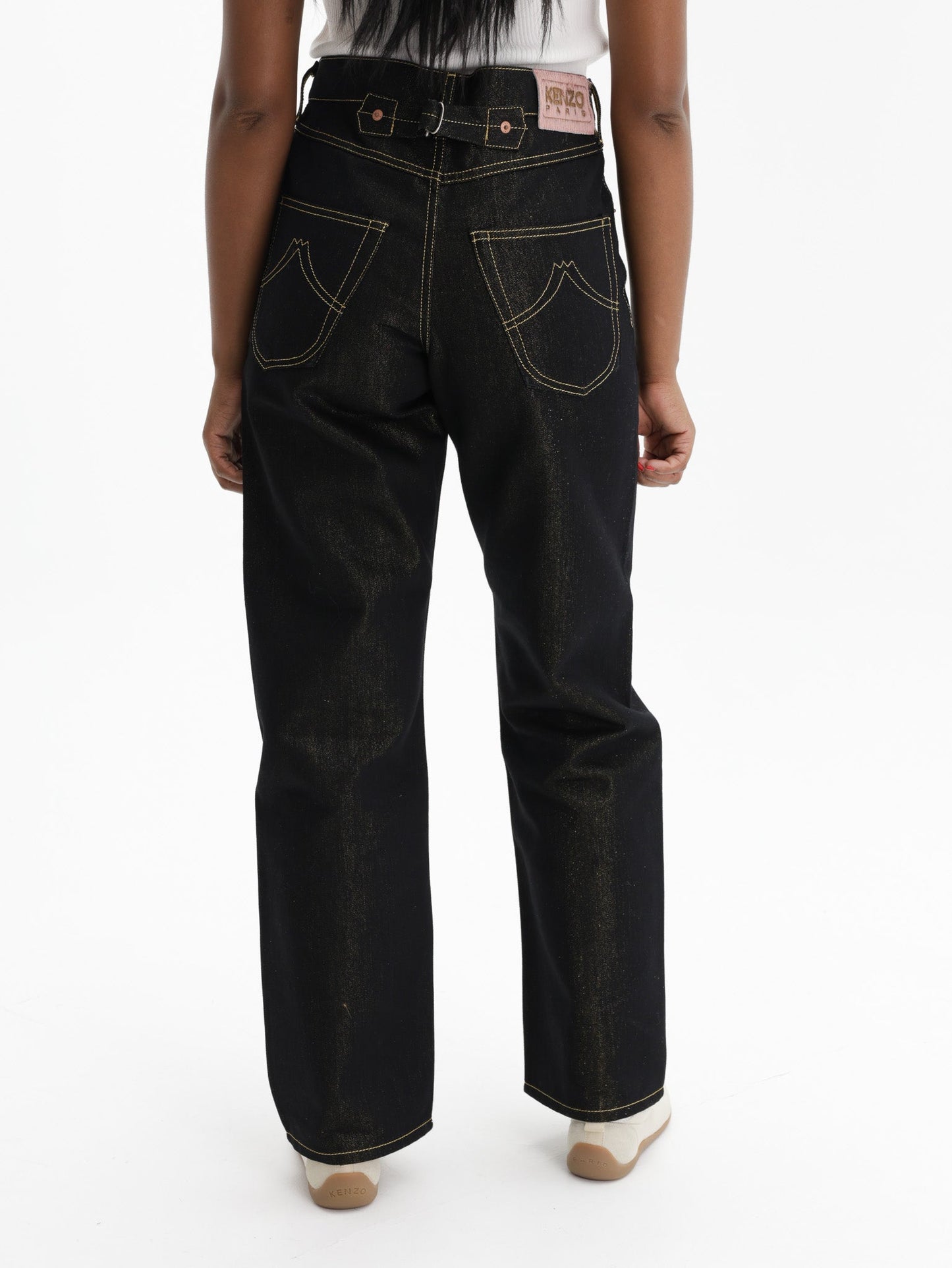Kenzo Jeans Low Waist Boyfriend Lurex Black