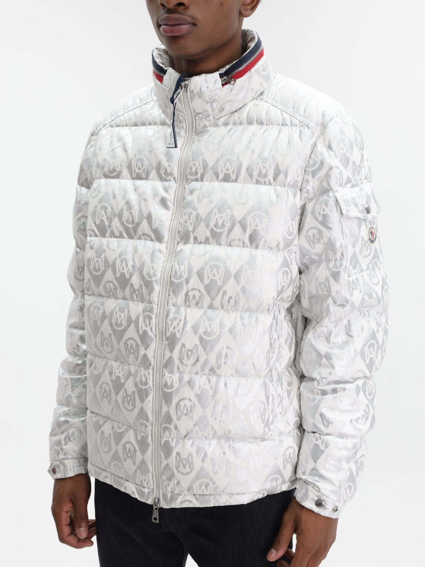 Moncler Jacket Bourne Allover Print White-Silver