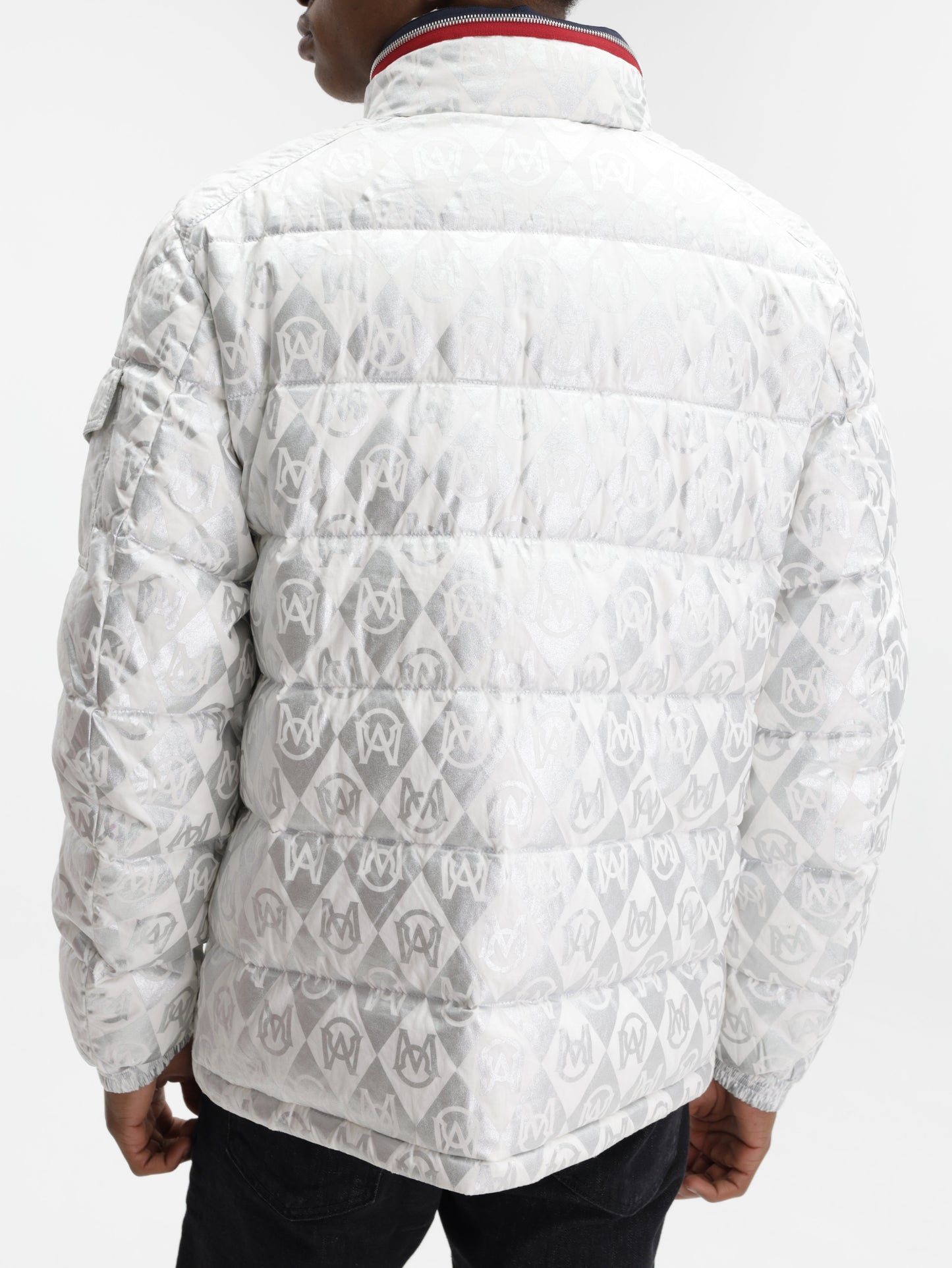 Moncler Jacket Bourne Allover Print White-Silver