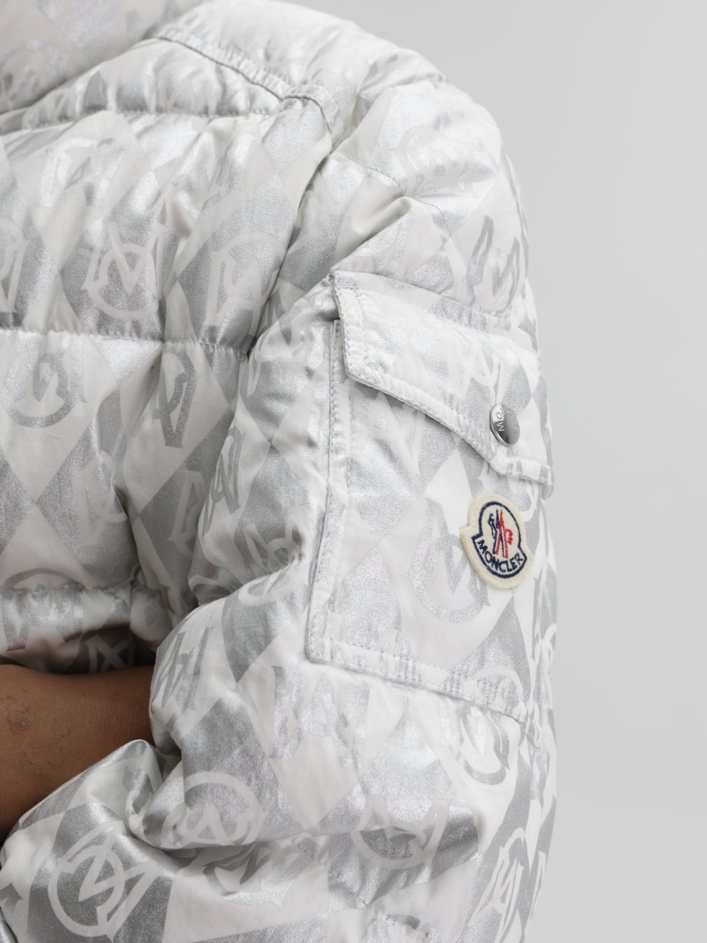 Moncler Jacket Bourne Allover Print White-Silver