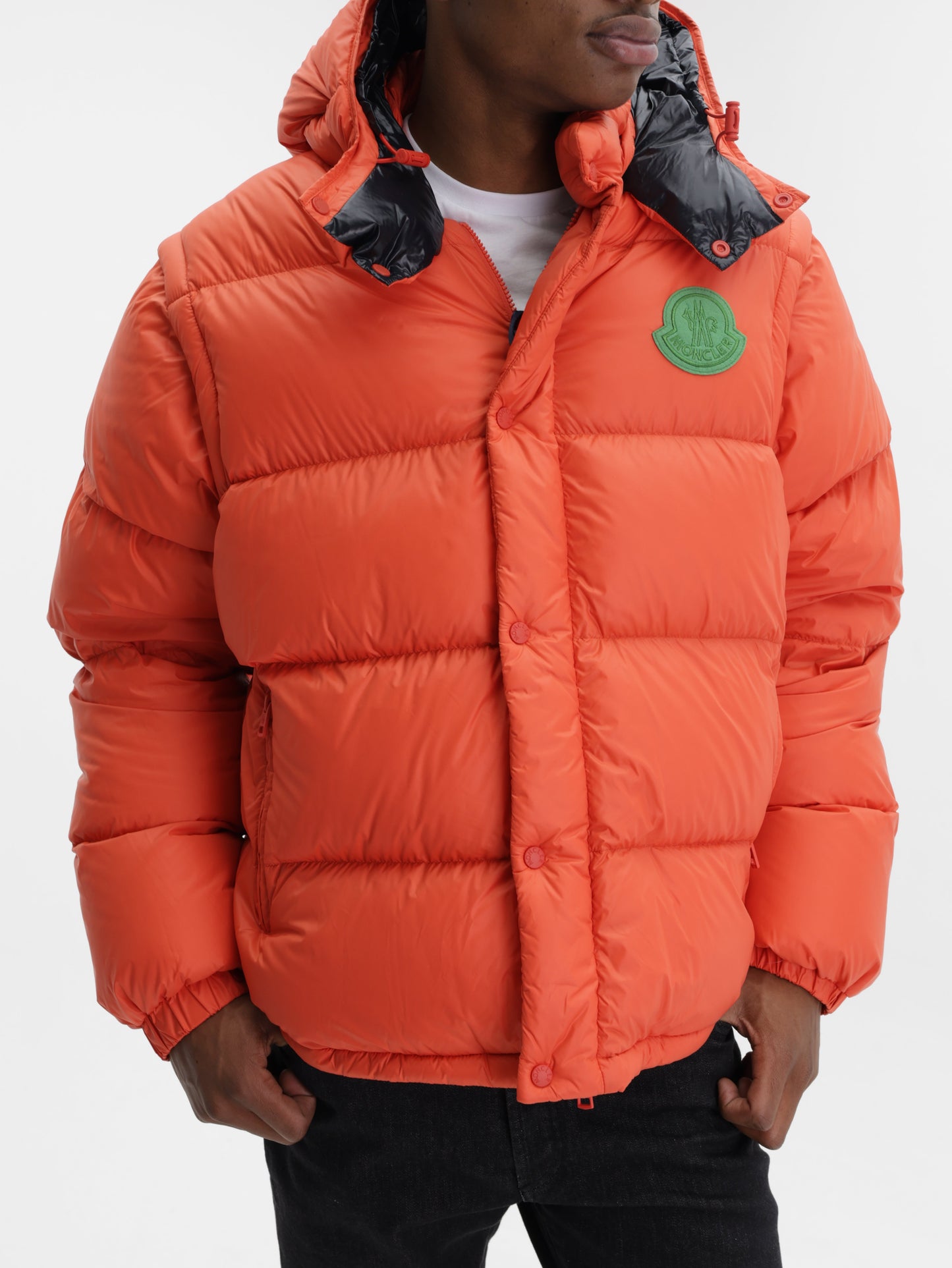 Moncler Jacket Cyclone Puffer Logo Orange