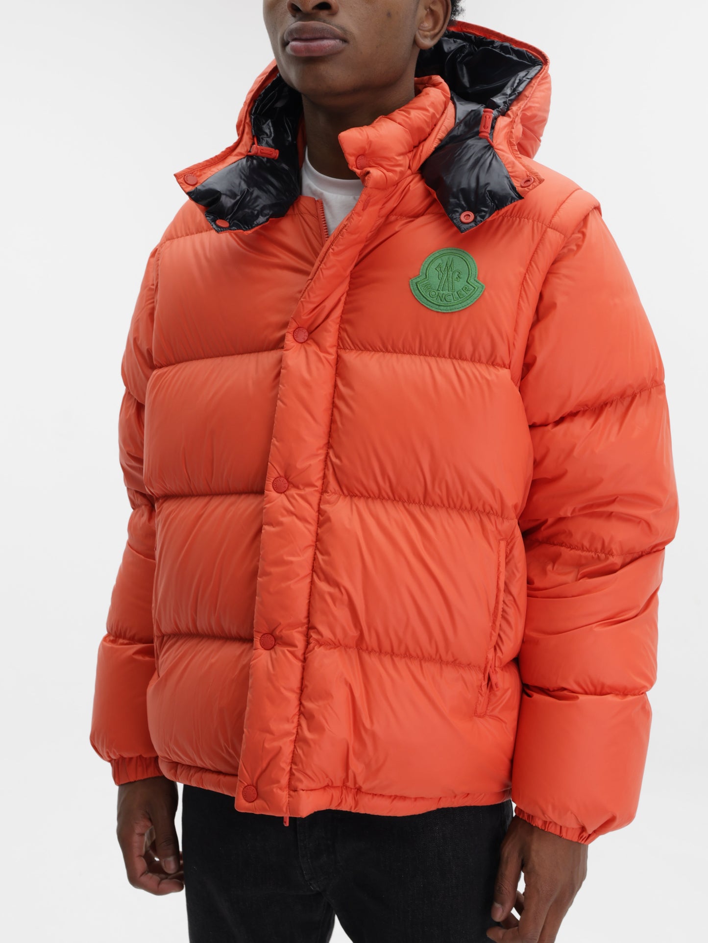 Moncler Jacket Cyclone Puffer Logo Orange