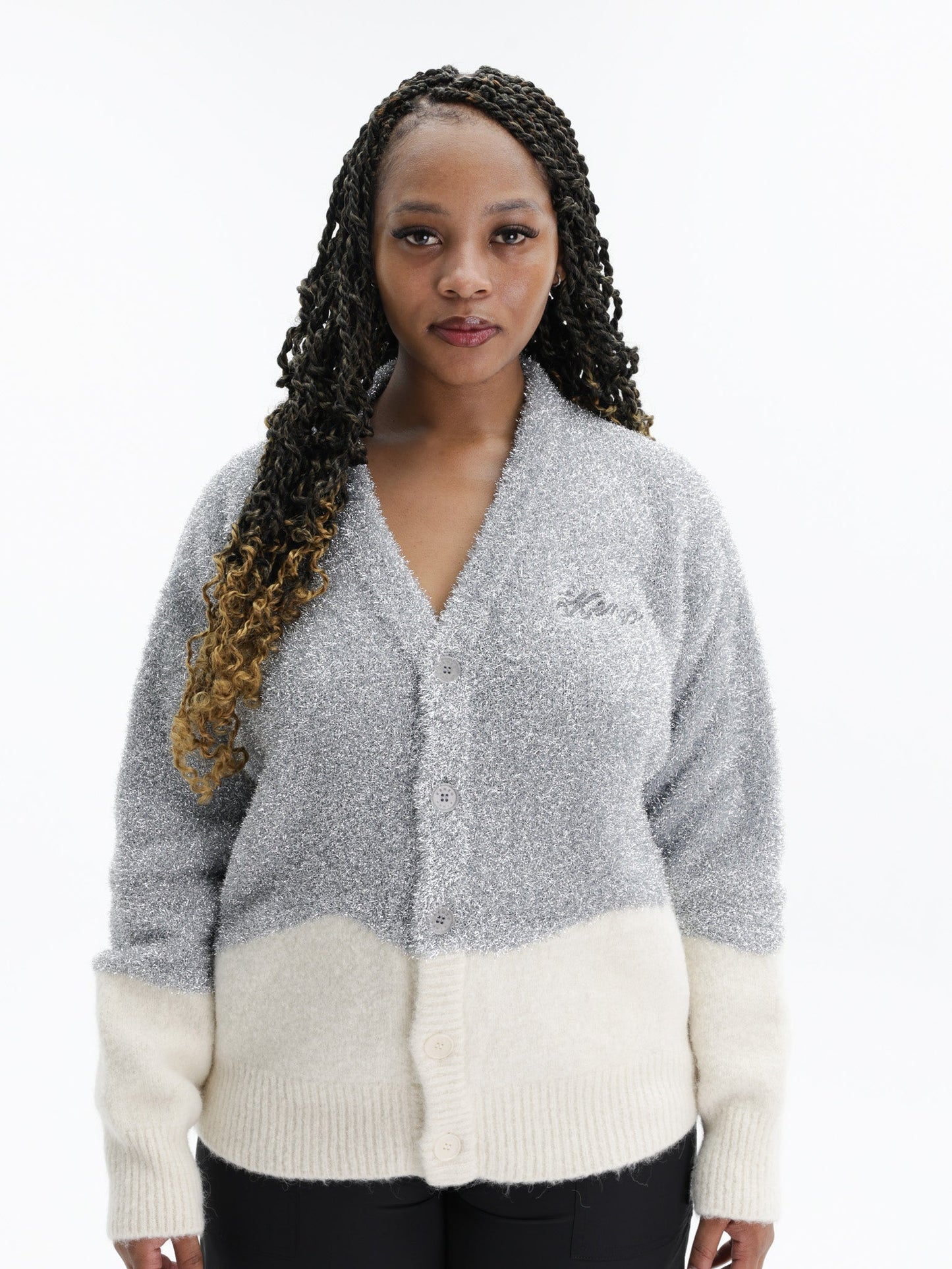 Kenzo Cardigan Winter Holidays Tinsel Wool Silver