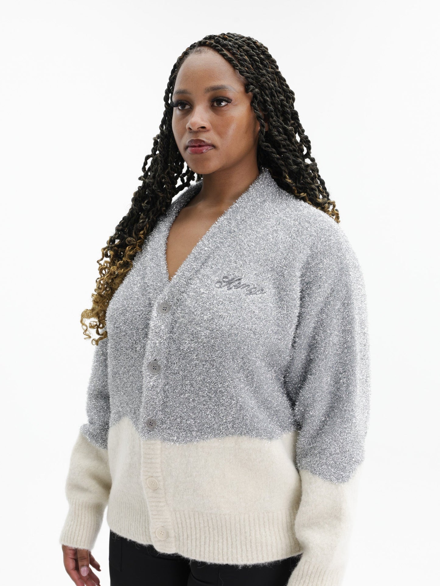 Kenzo Cardigan Winter Holidays Tinsel Wool Silver