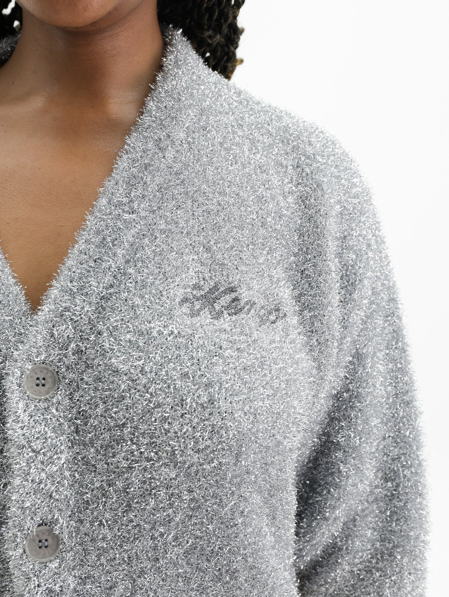 Kenzo Cardigan Winter Holidays Tinsel Wool Silver