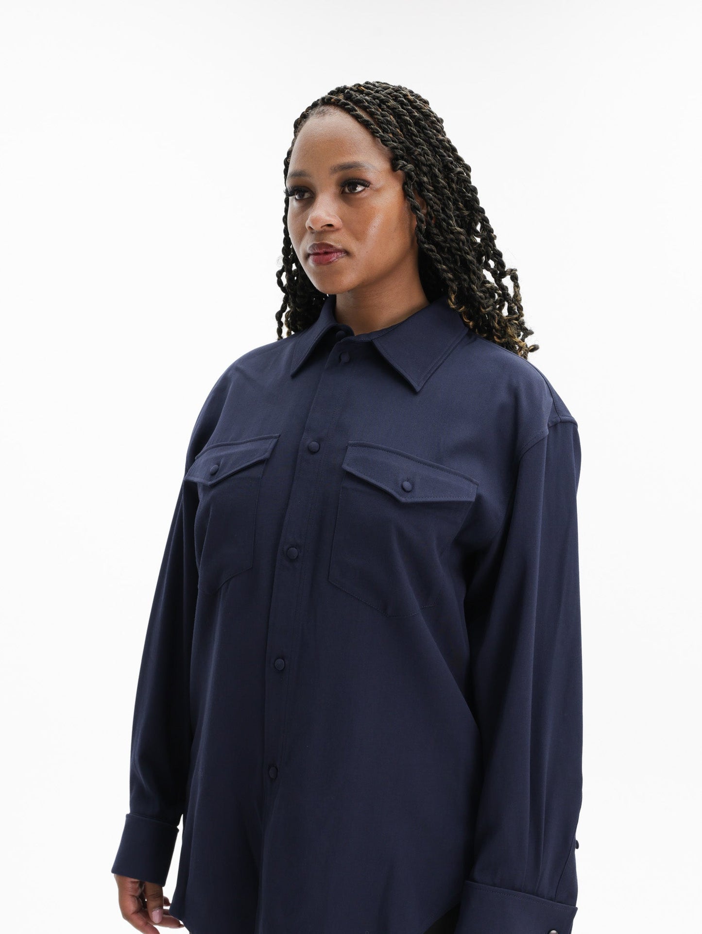 Kenzo Overshirt  Curved Hem Navy