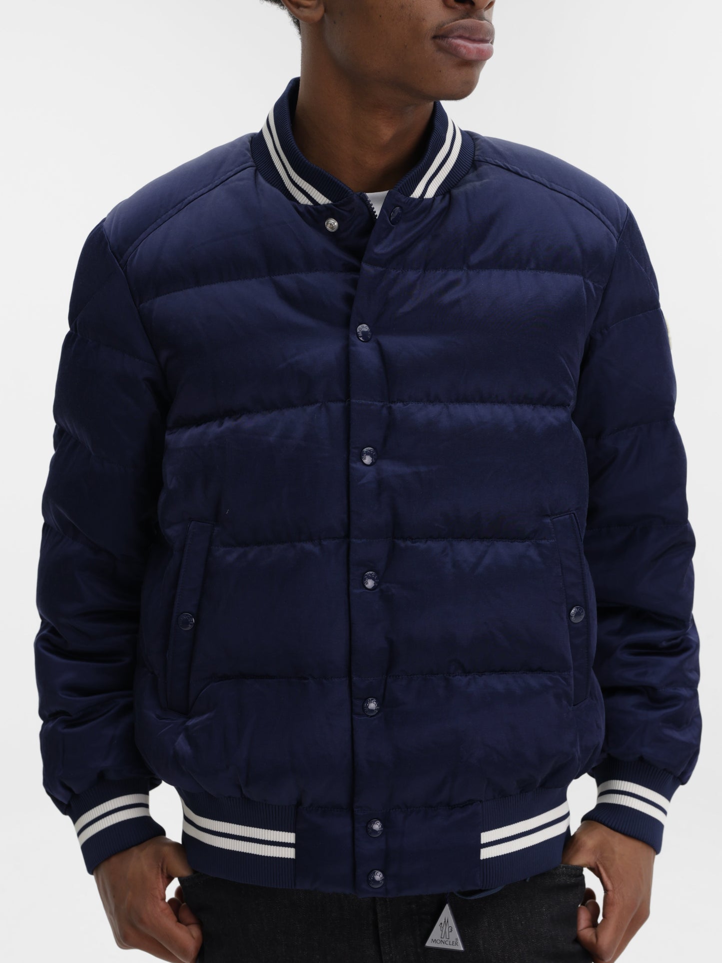 Moncler Jacket Satin Padded Navy