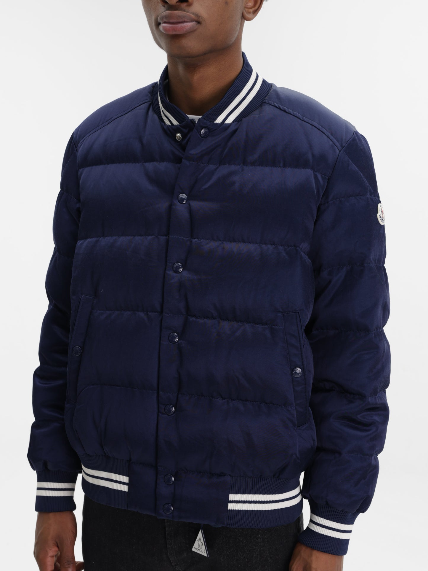 Moncler Jacket Satin Padded Navy