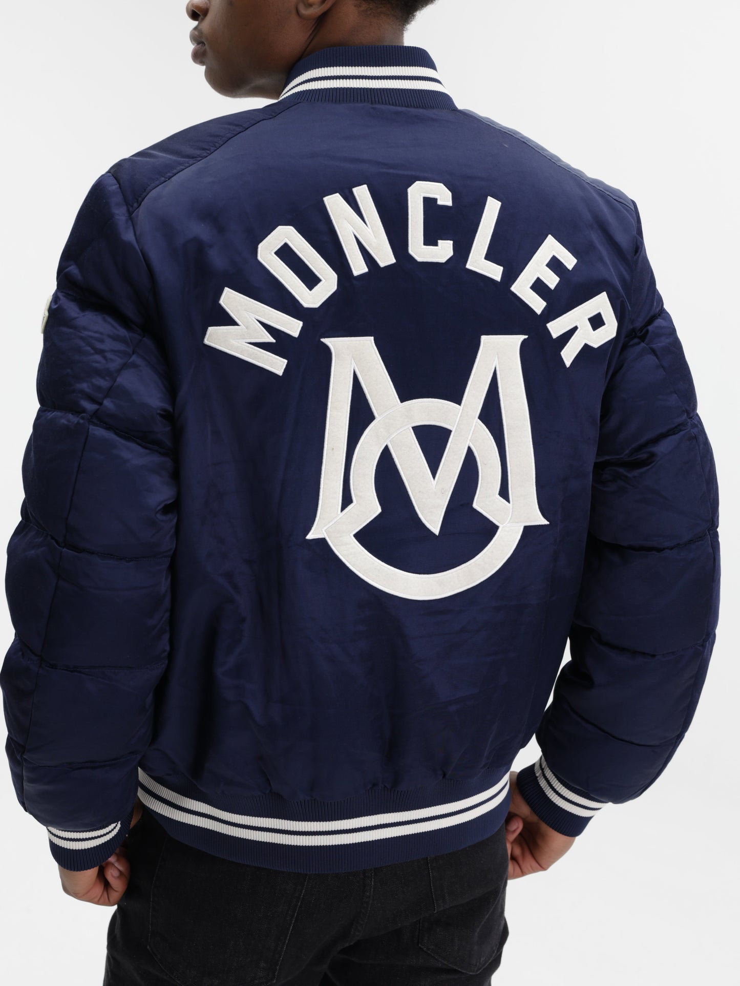 Moncler Jacket Satin Padded Navy