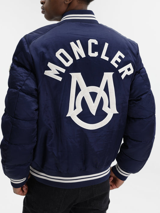 Moncler Jacket Satin Padded Navy