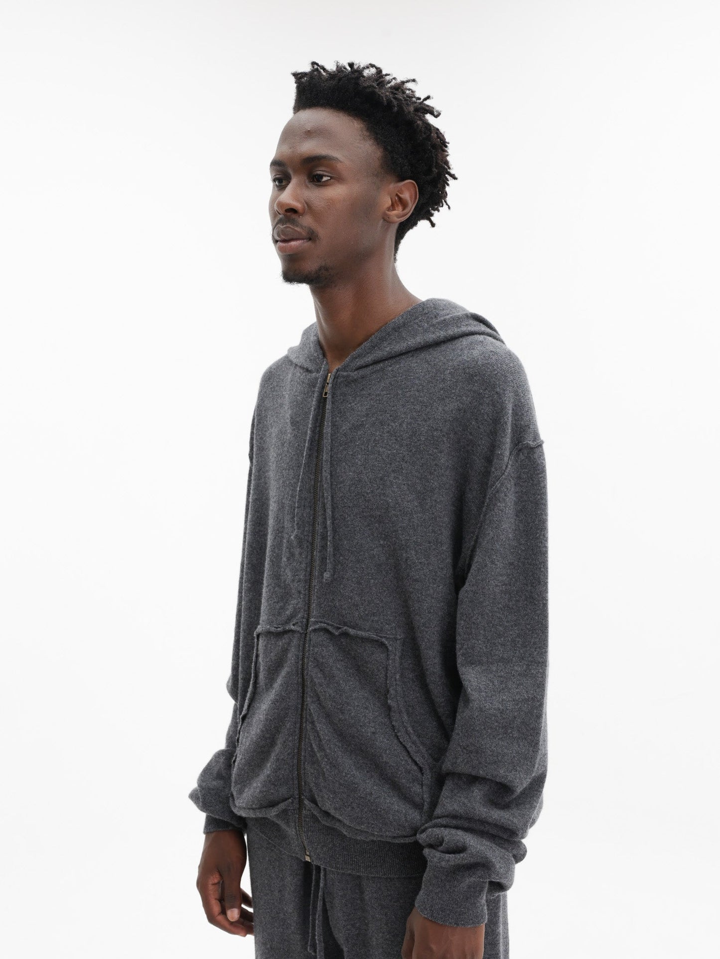 Maison Margiela Zipped Hoodie Dark Grey