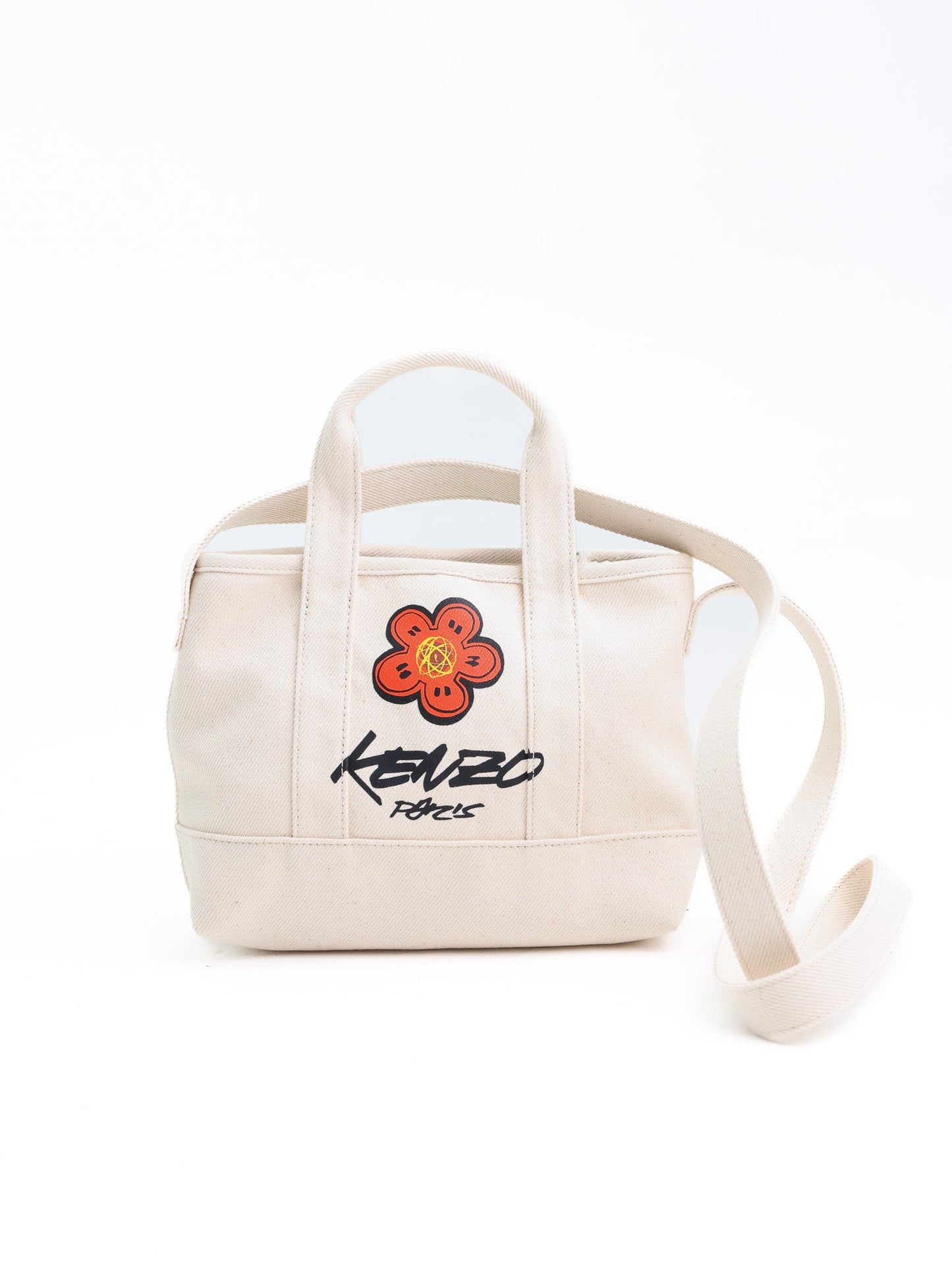 Kenzo Bag Tote Logo Ecru