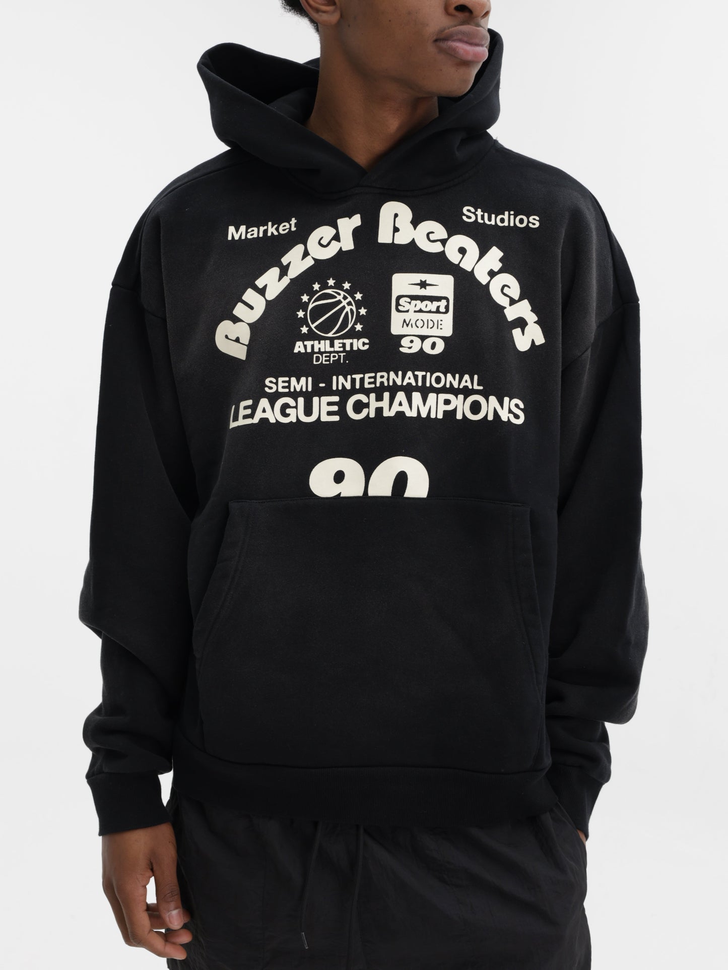 Market Sweater Hooded Buzzer Beaters Black-White