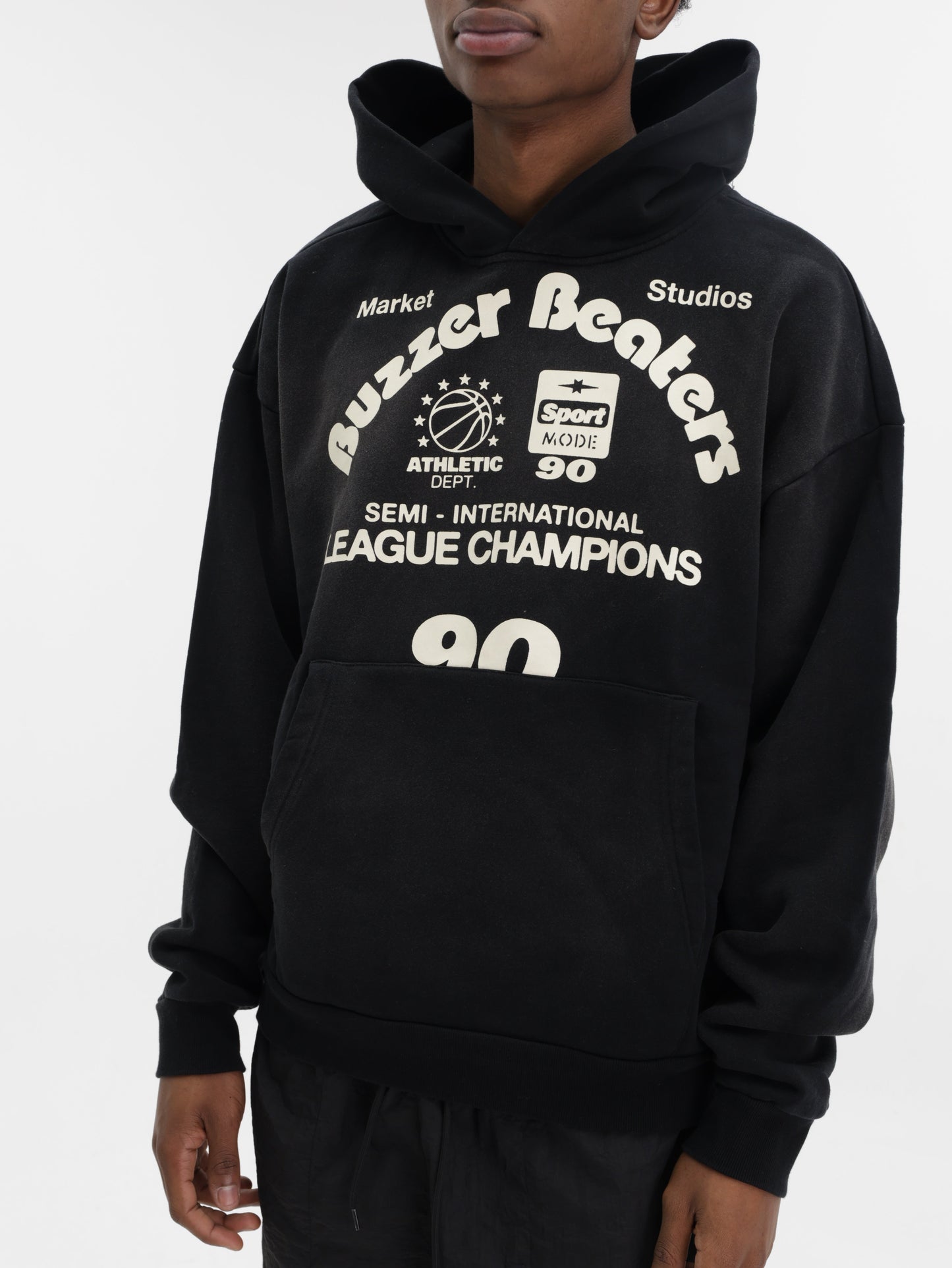 Market Sweater Hooded Buzzer Beaters Black-White