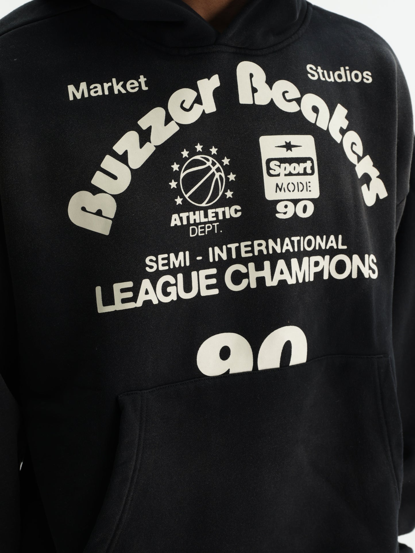 Market Sweater Hooded Buzzer Beaters Black-White