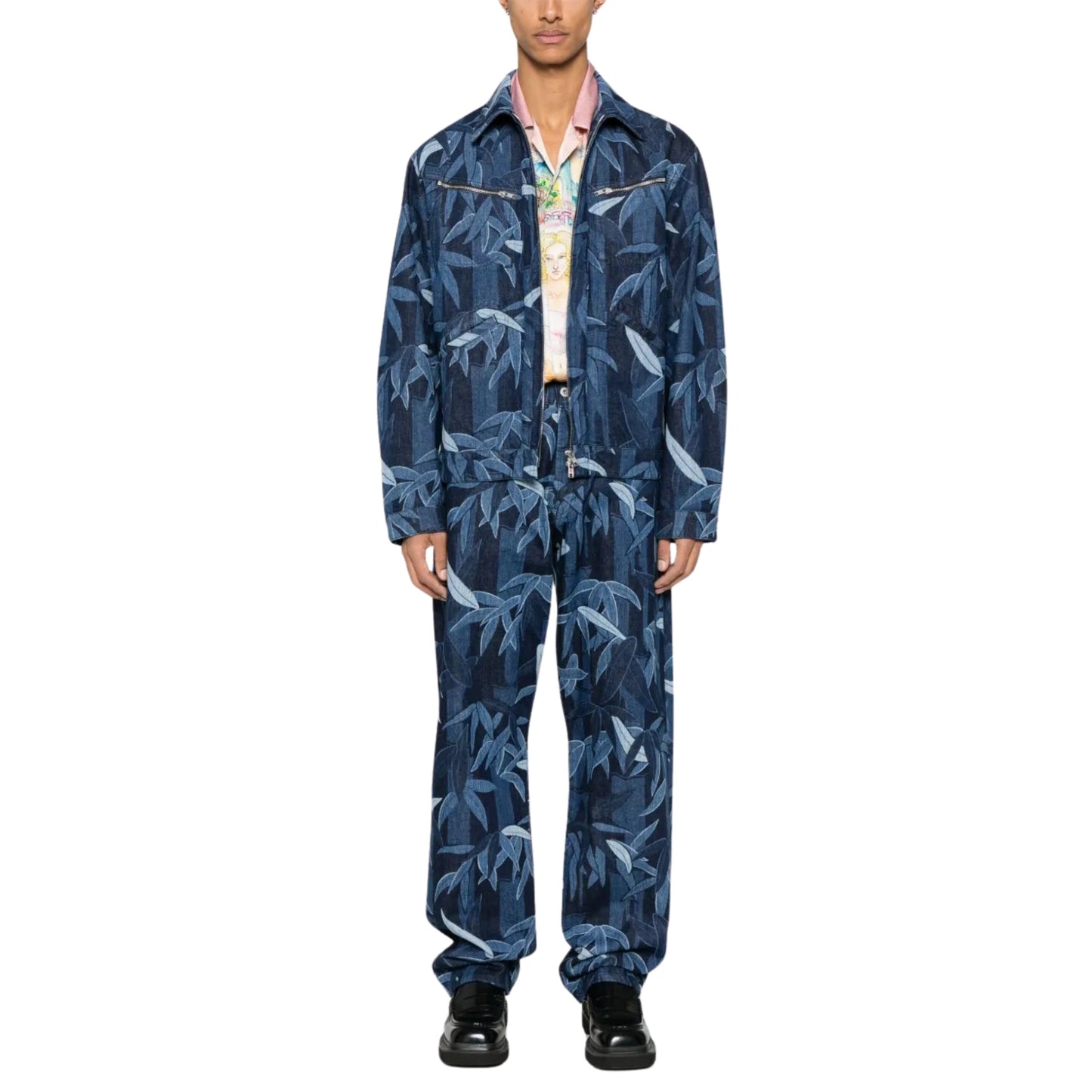 Kenzo Jeans Allover Print Wide Leg Blue