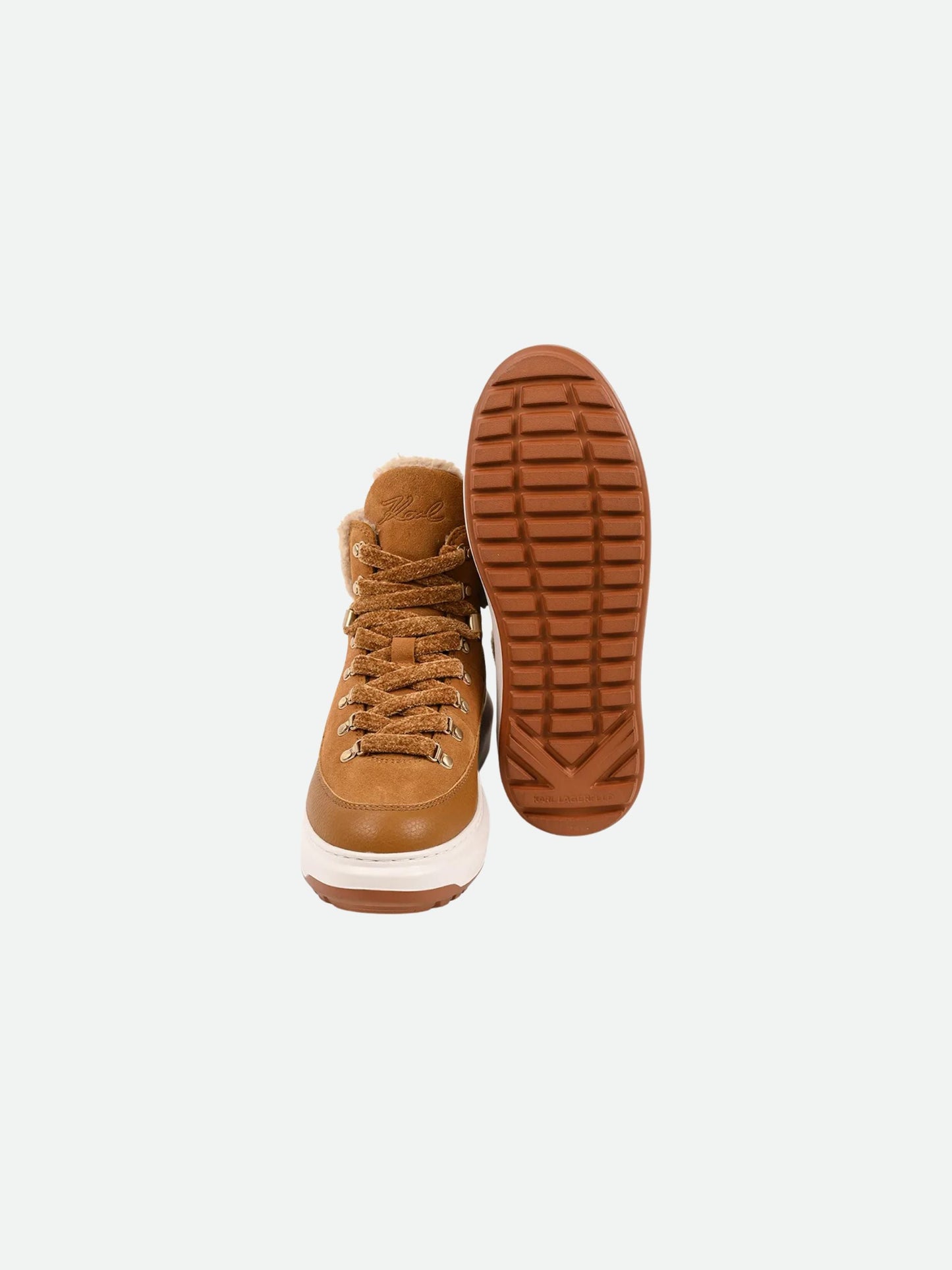 Karl Lagerfeld Boot Kll288 Lug Hiker Lace Mid Tan-Suede