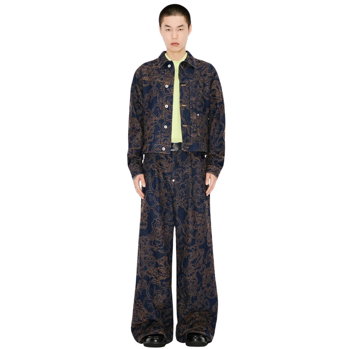 Kenzo Jacket Allover Print Denim Blue-Brown