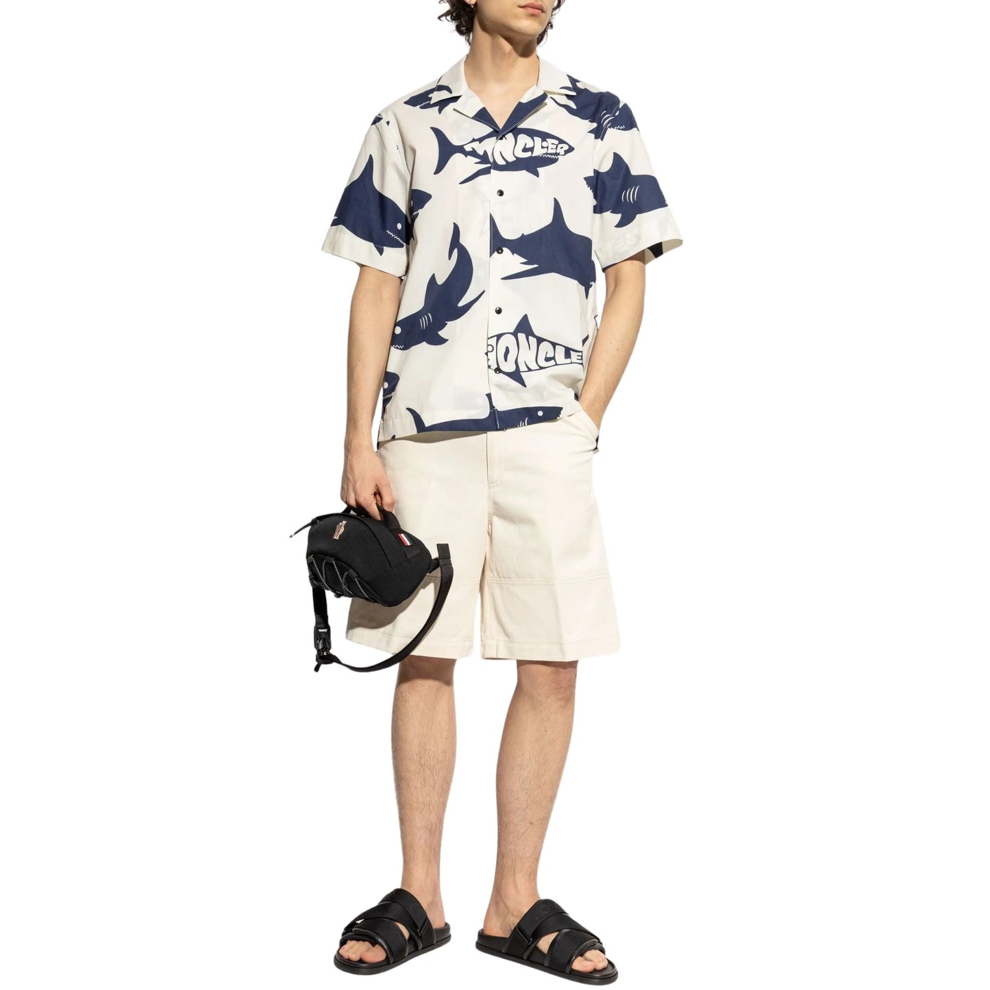 Moncler Shirt Shark Print White-Blue