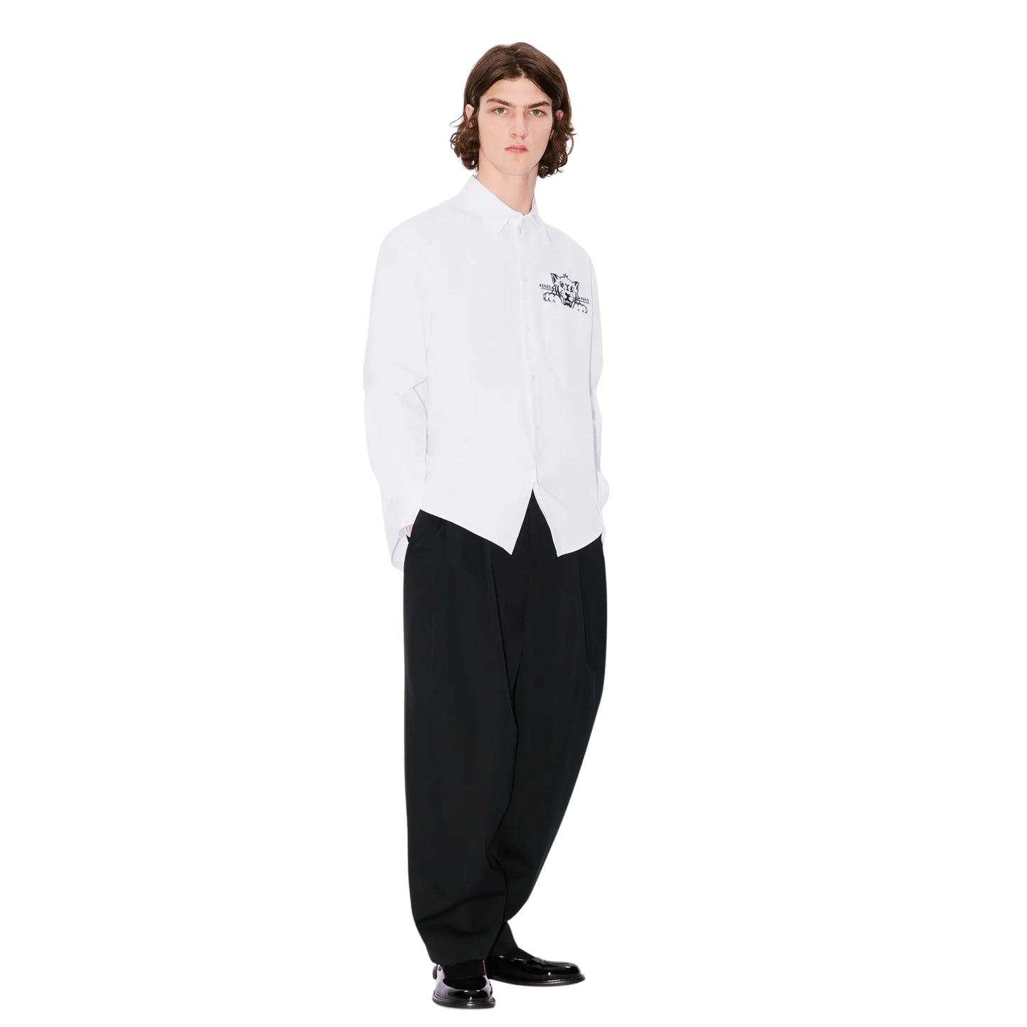 Kenzo Shirt Tiger Logo Casual Ls White
