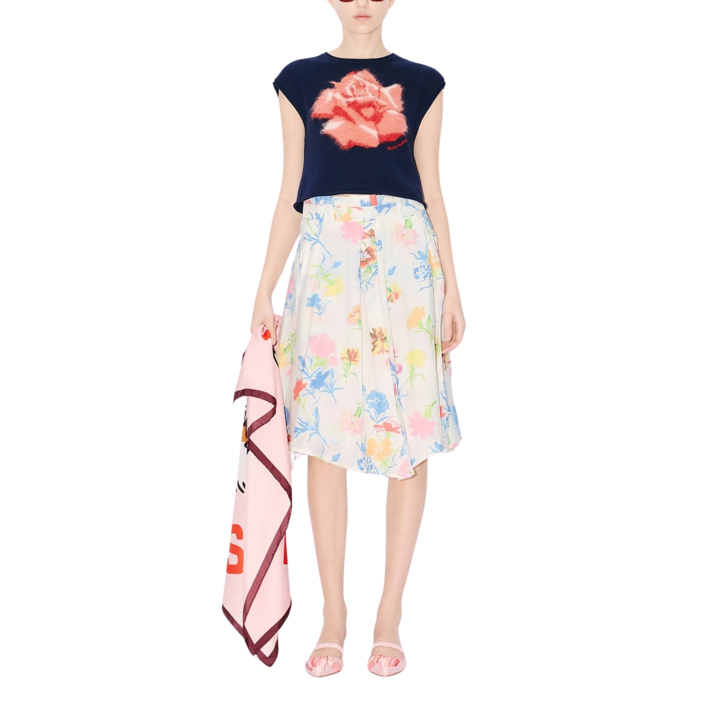 Kenzo Skirt Floral Multi-White