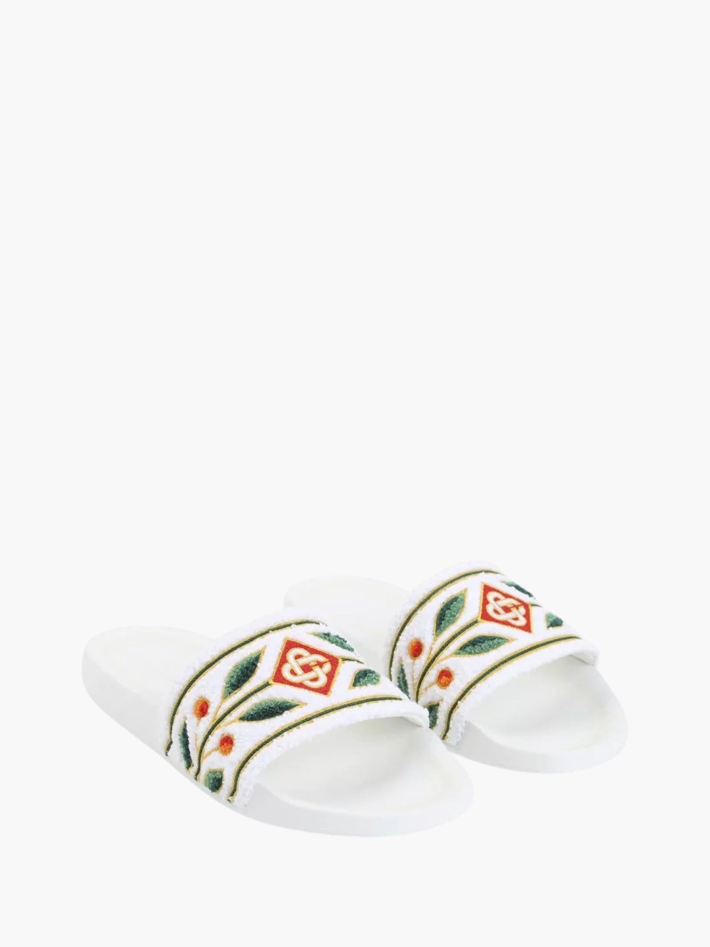 Casablanca Slides CSL19 Embroidered Terry White