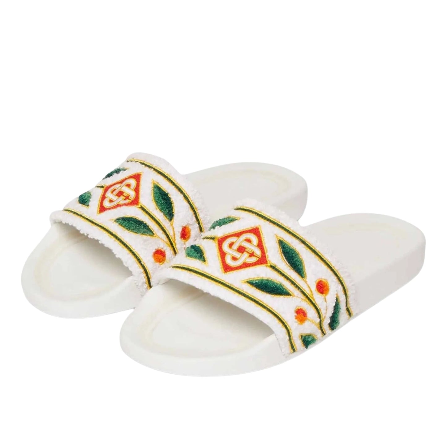 Casablanca Sandal Embroidered Terry White