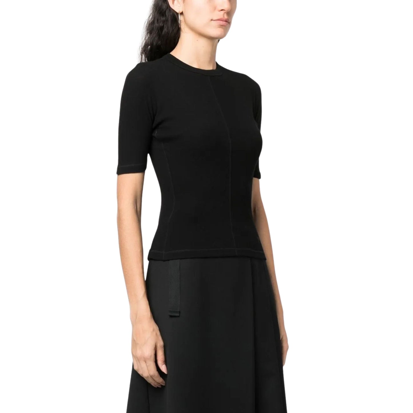 Y-3 Ladies T-Shirt Bottom Logo Black