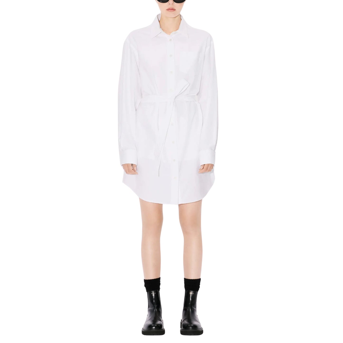 Kenzo Shirt Ladies Long With Belt White