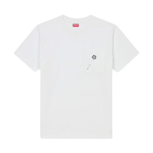 Kenzo T-Shirt Ladies Boke Flower On Pocket White