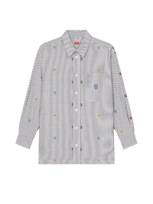 Kenzo Shirt Striped With Flowers Grey