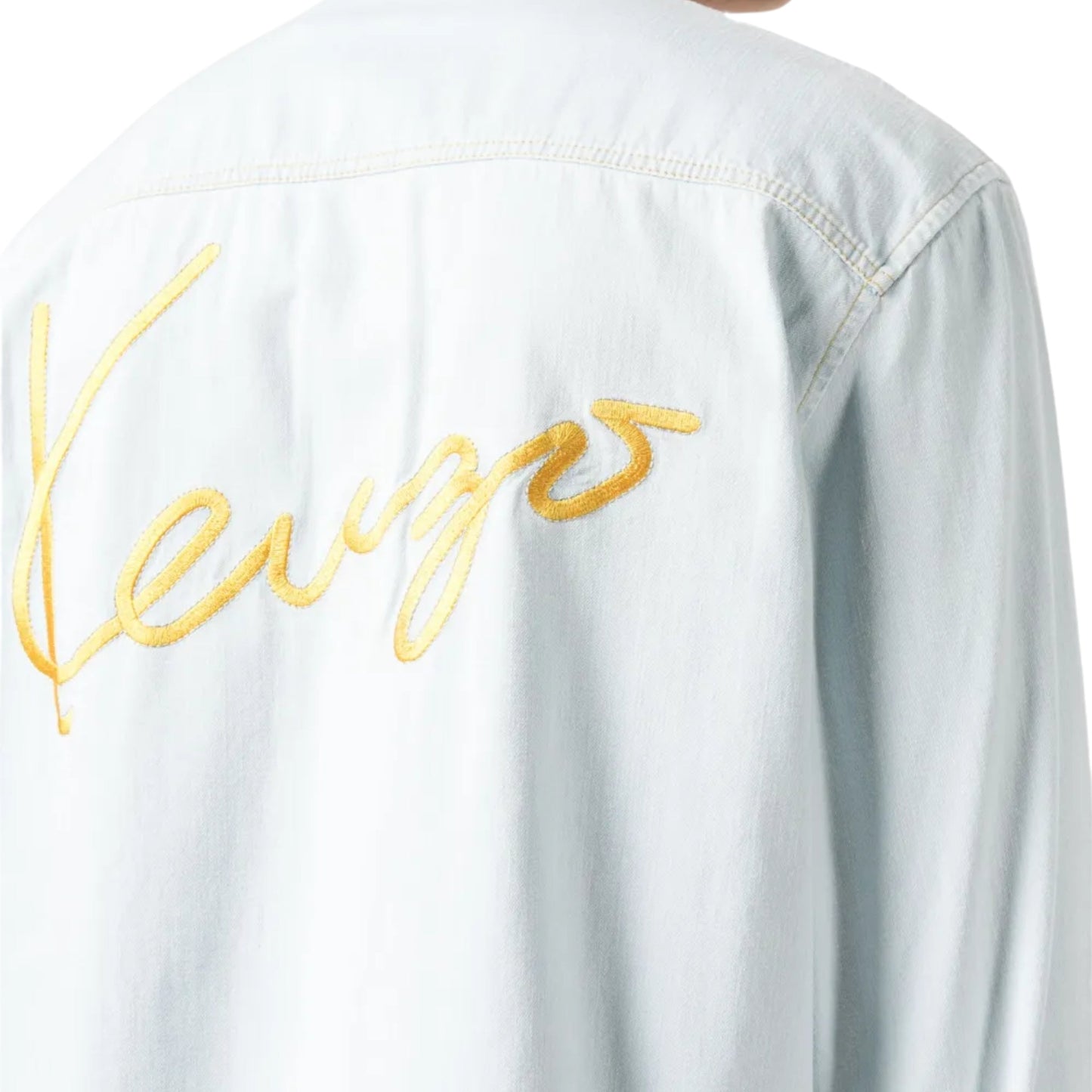 Kenzo Shirt Pocket Logo Bleached Denim Blue