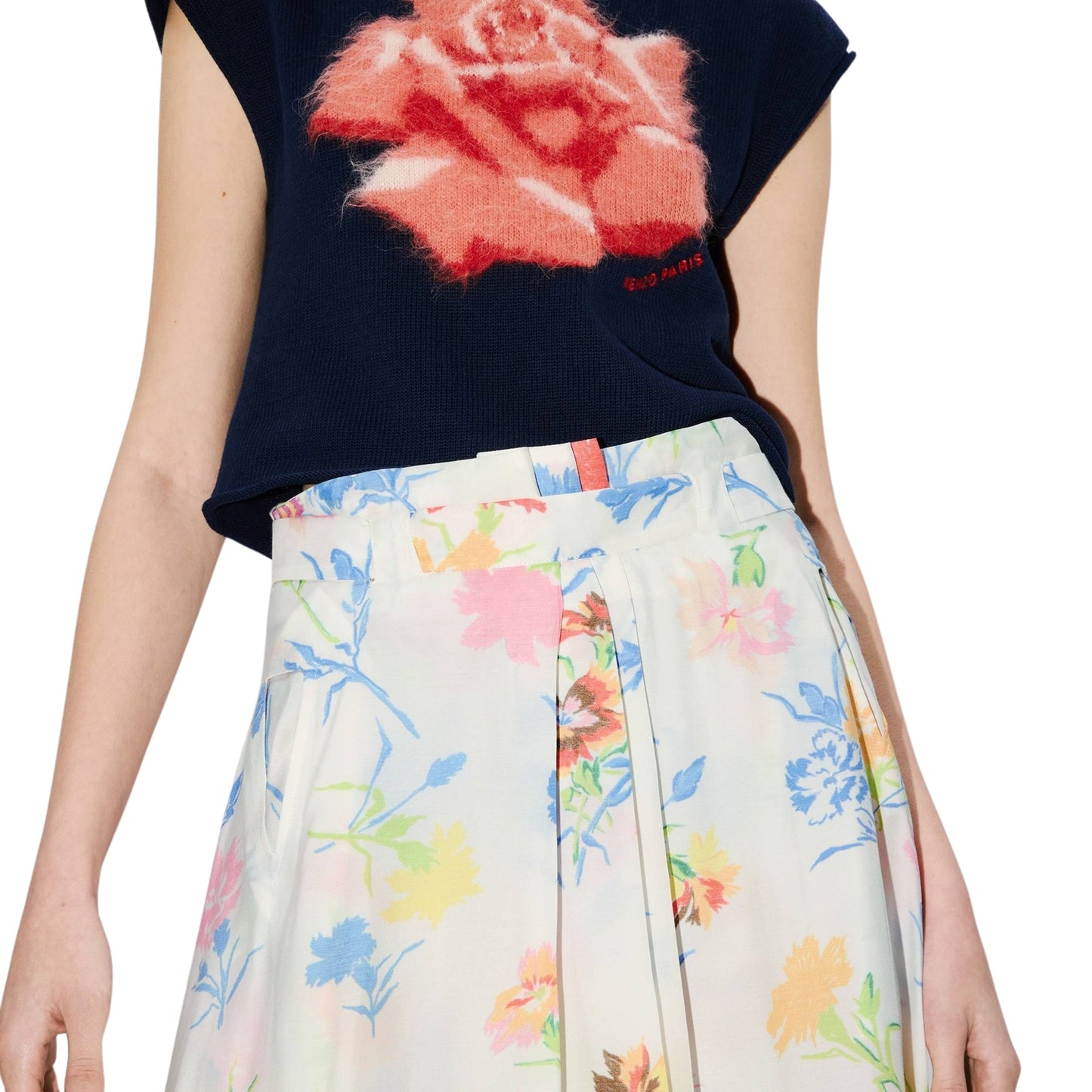 Kenzo Skirt Floral Multi-White