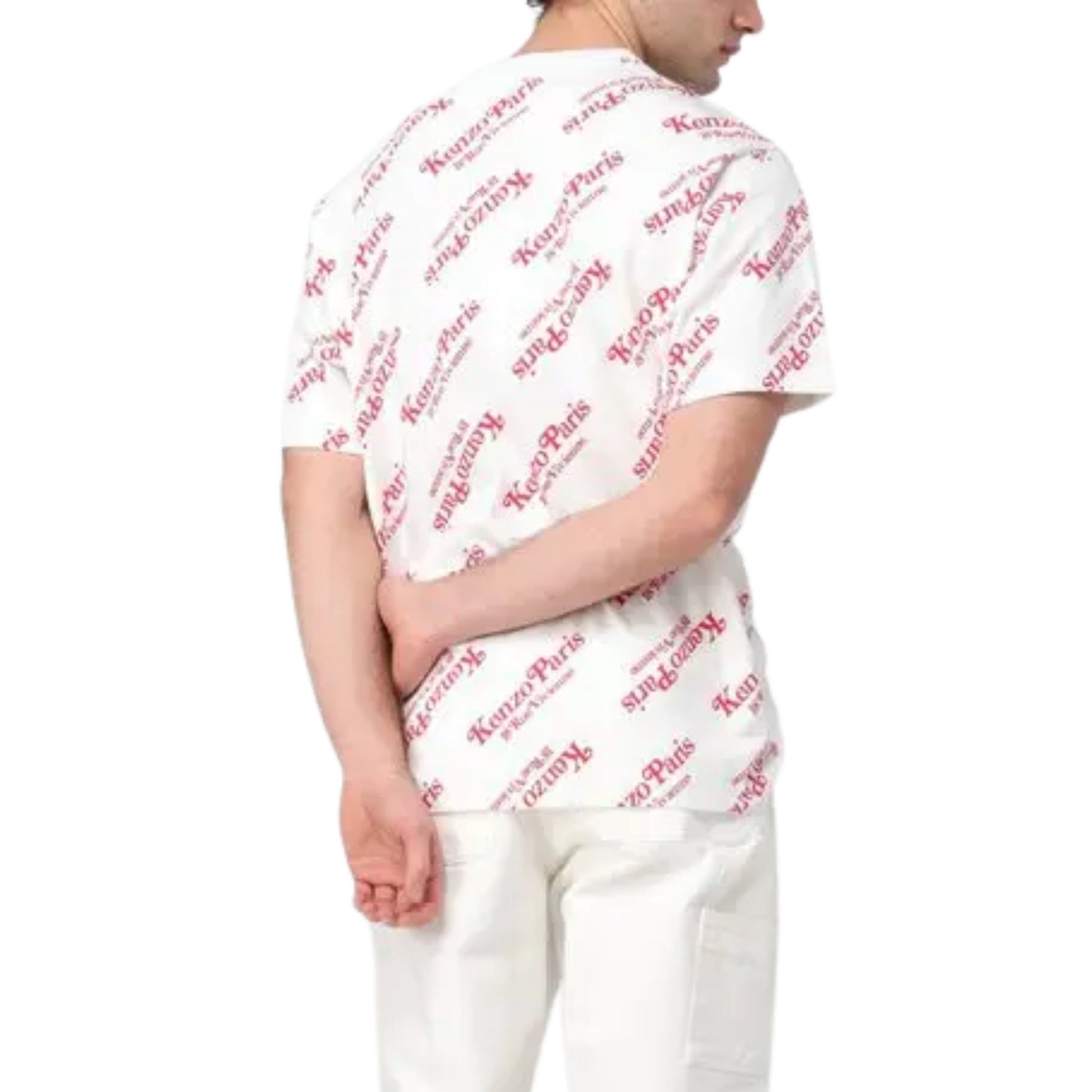 Kenzo T-Shirt Allover Print Logo White-Red