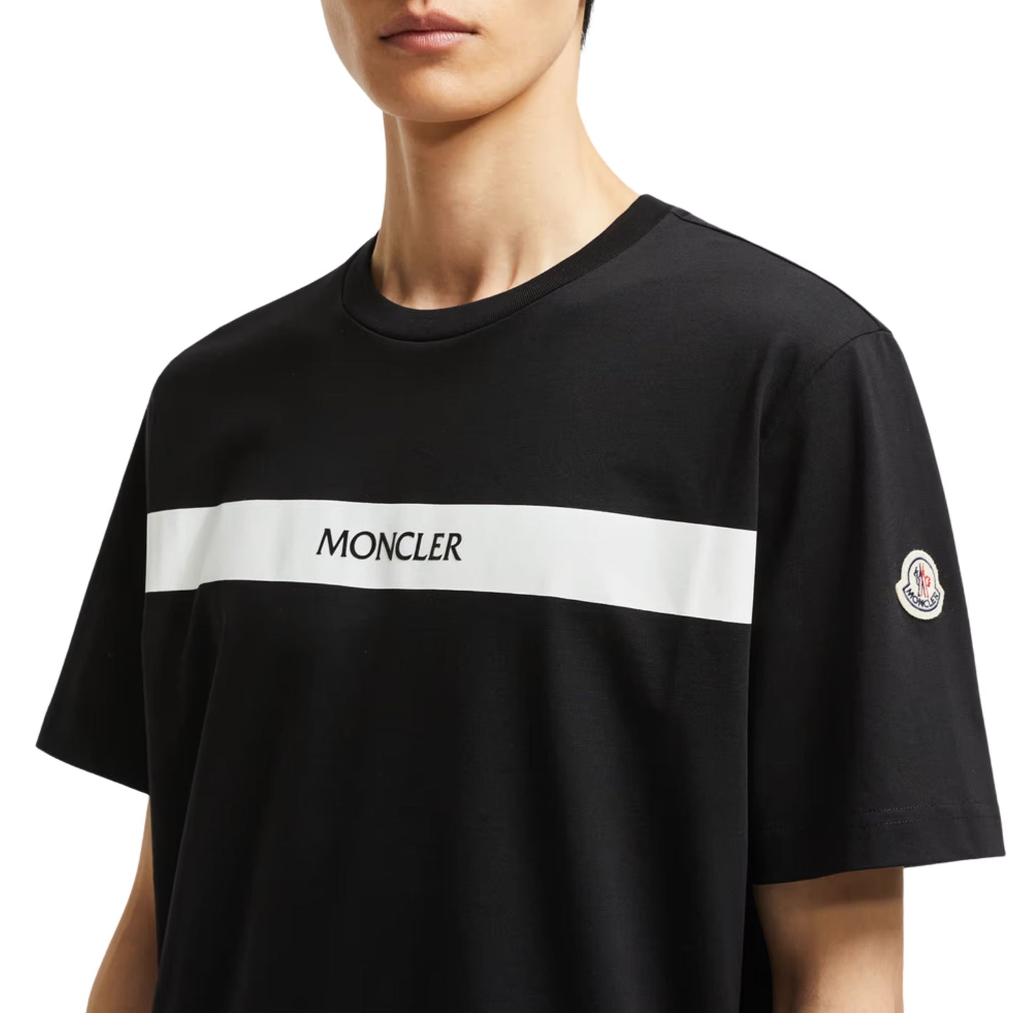 Moncler T-Shirt Rubberized Logo Black-White