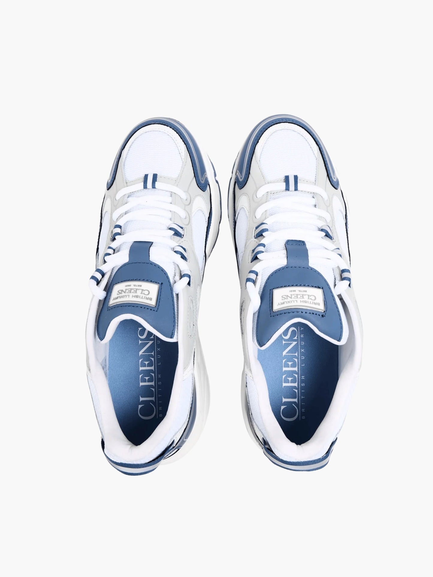 Cleens Sneakers C20 Navy Border Lace Up White/Light Grey
