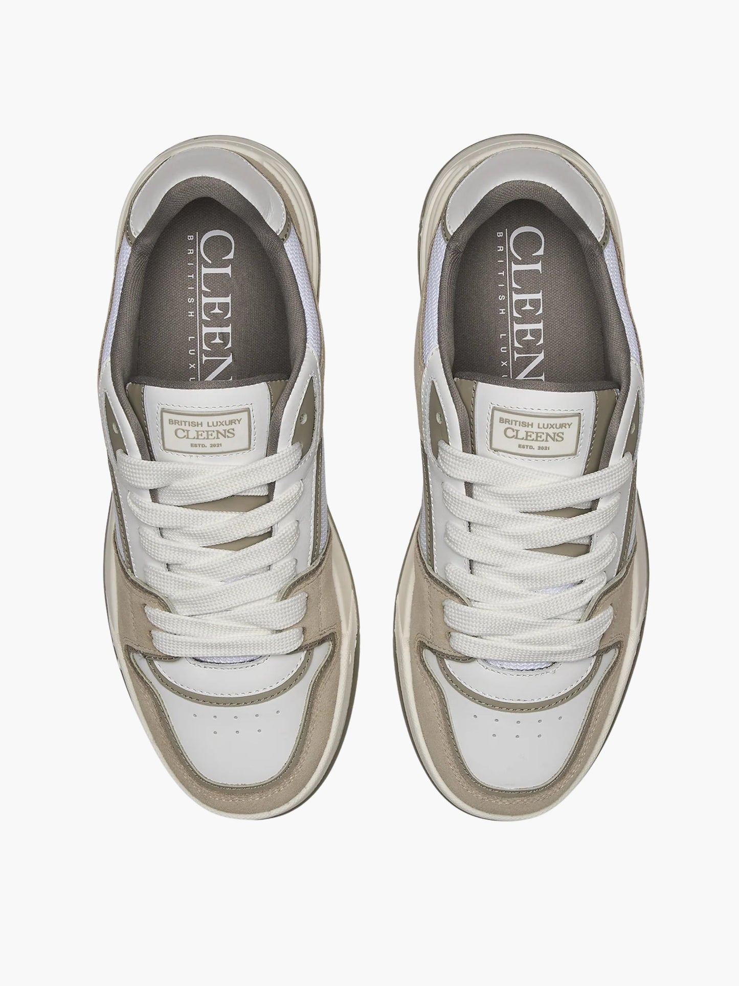 Cleens Sneakers C44 Suede Border White/Beige