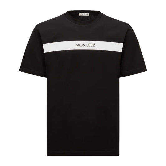 Moncler T-Shirt Rubberized Logo Black-White