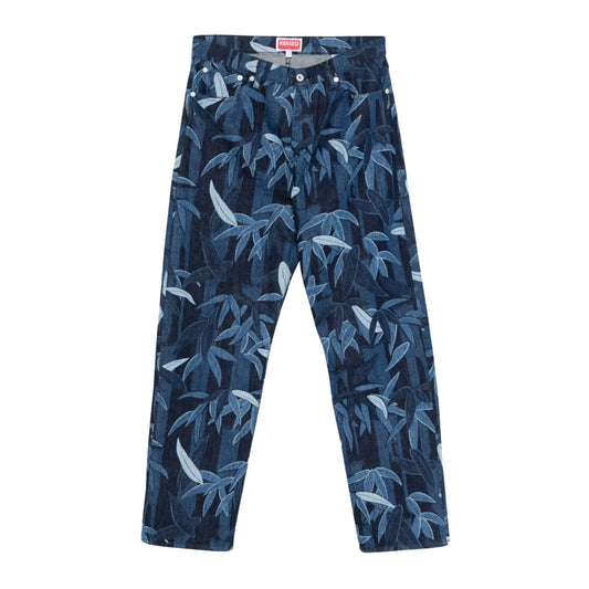 Kenzo Jeans Allover Print Wide Leg Blue