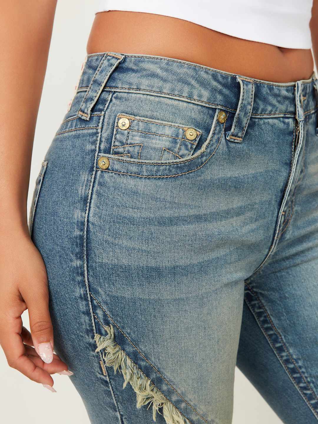 True Religion Jeans Distressed Frayed Flare